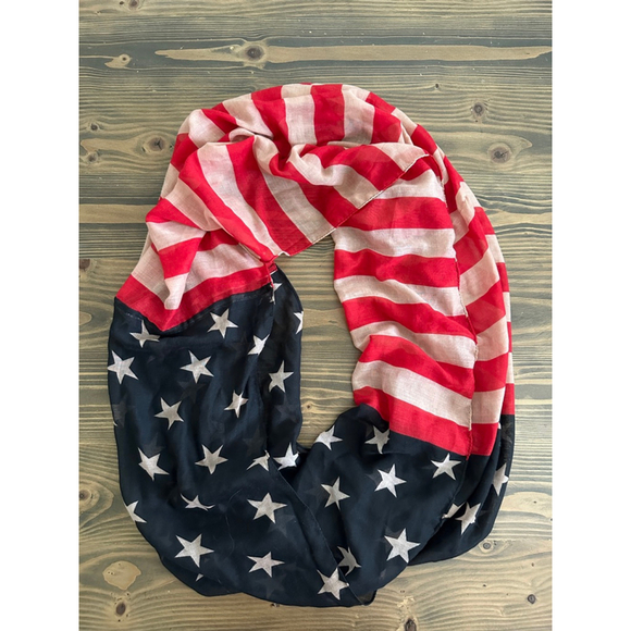 Women's American Flag Infinity Scarf One Size Red and Blue - Picture 1 of 2